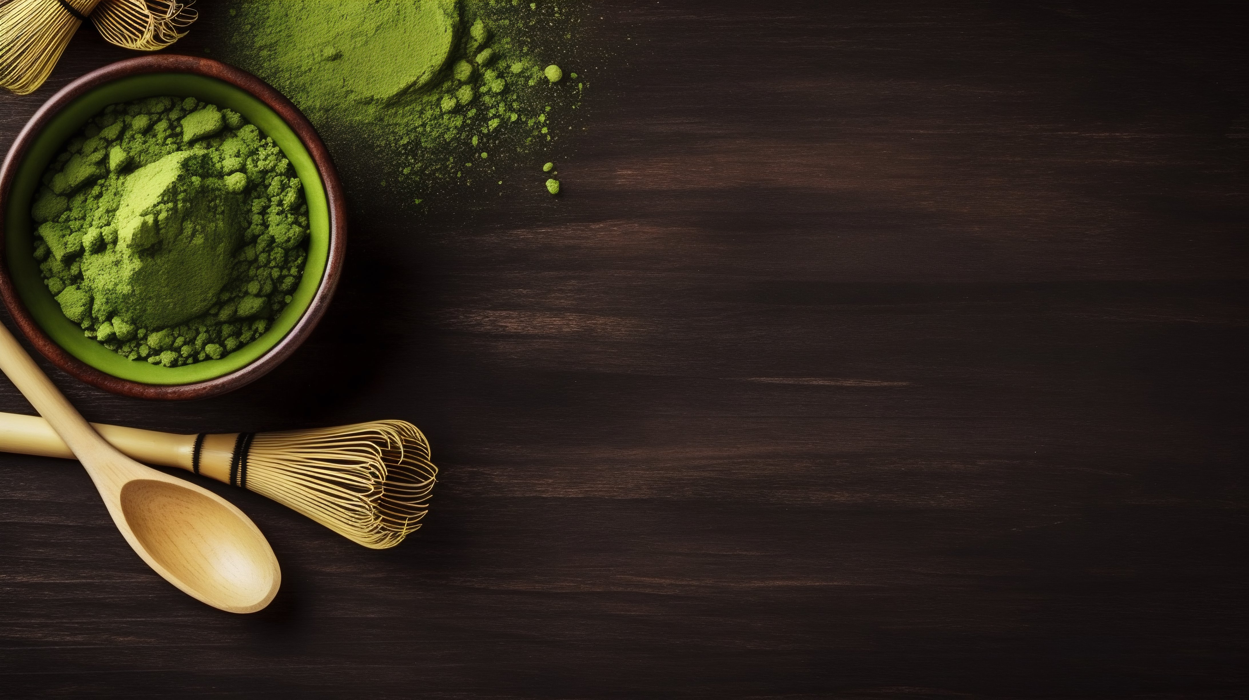 Matcha Green Tea Powder in Rustic Setting