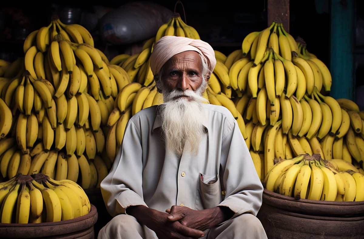 Old Indian banana vendor