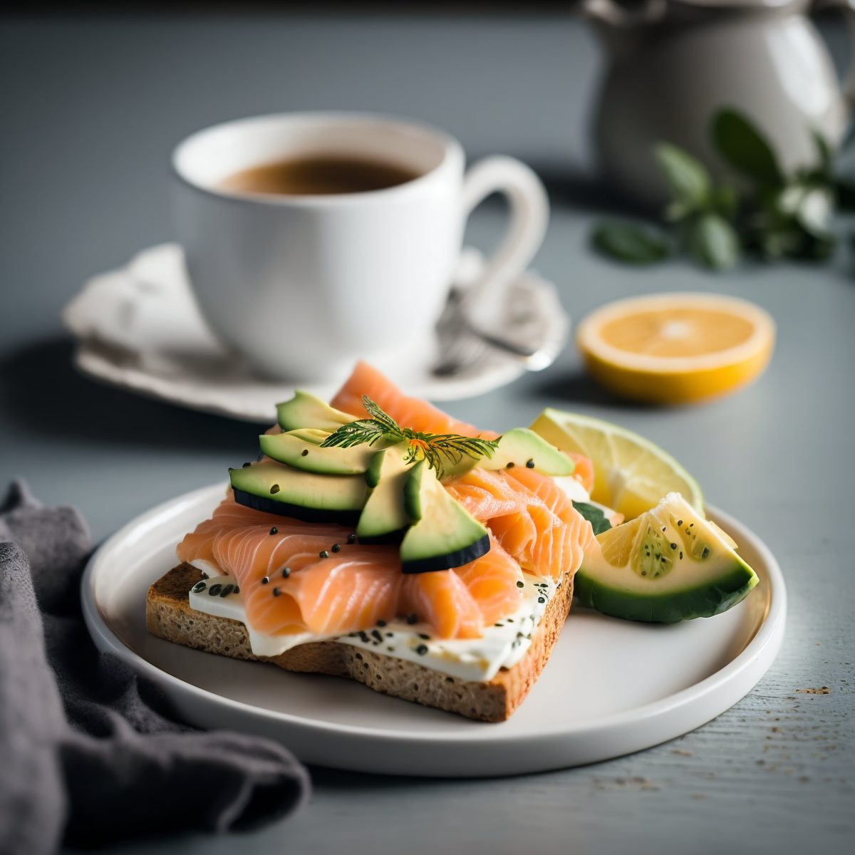 Open sandwich with salmon cream avocado