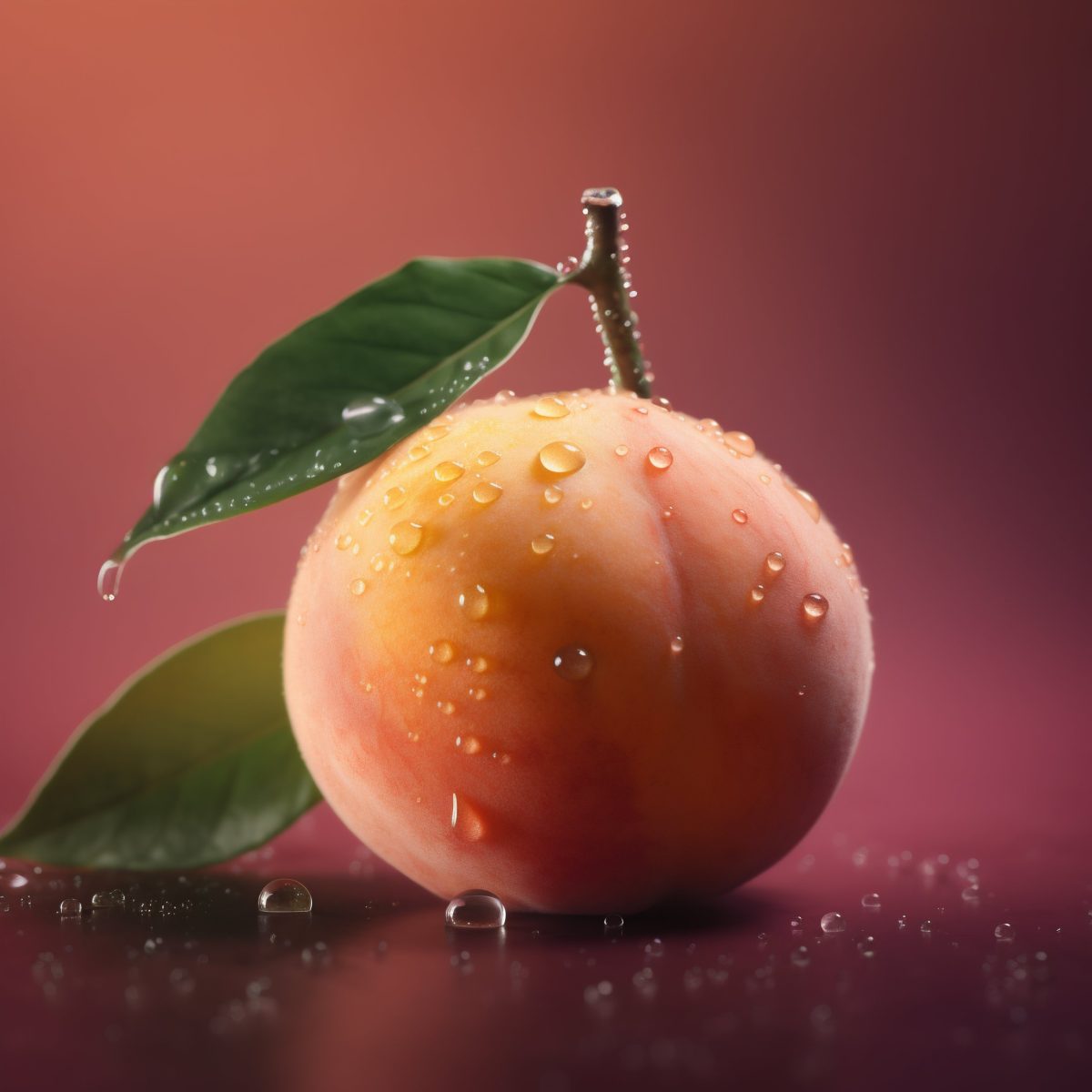 Peach with water drops