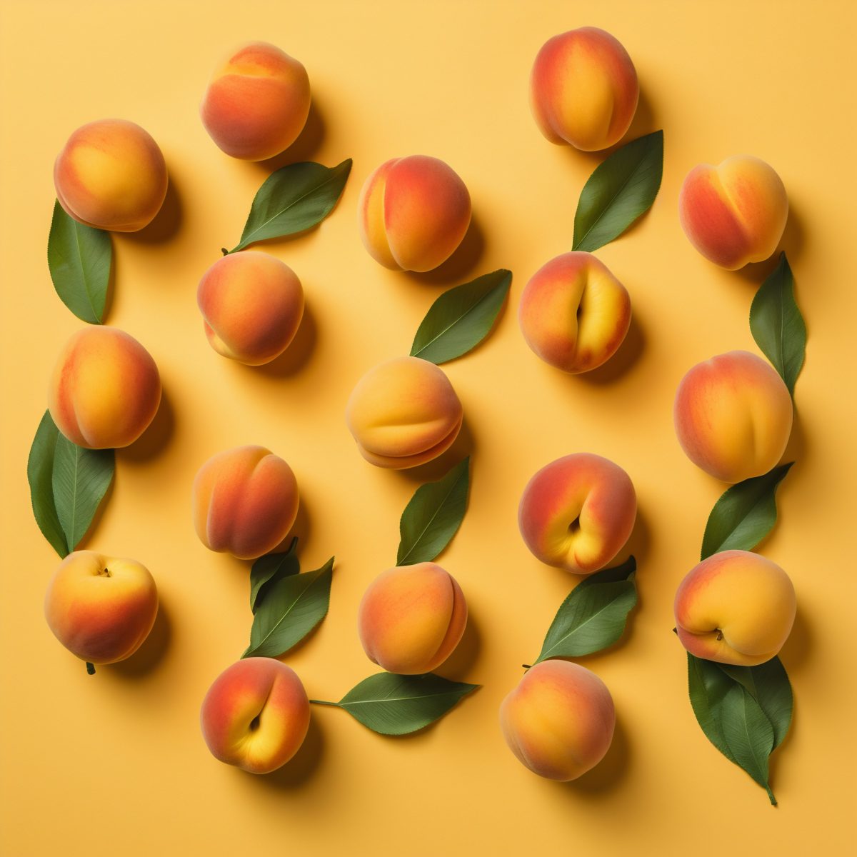 Peaches on a yellow background