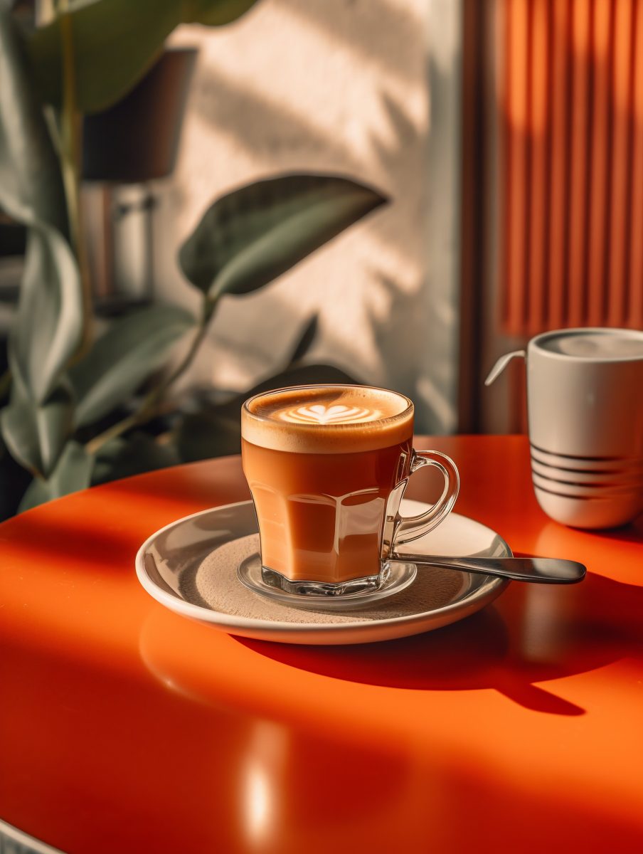 Perfect coffee orange desk