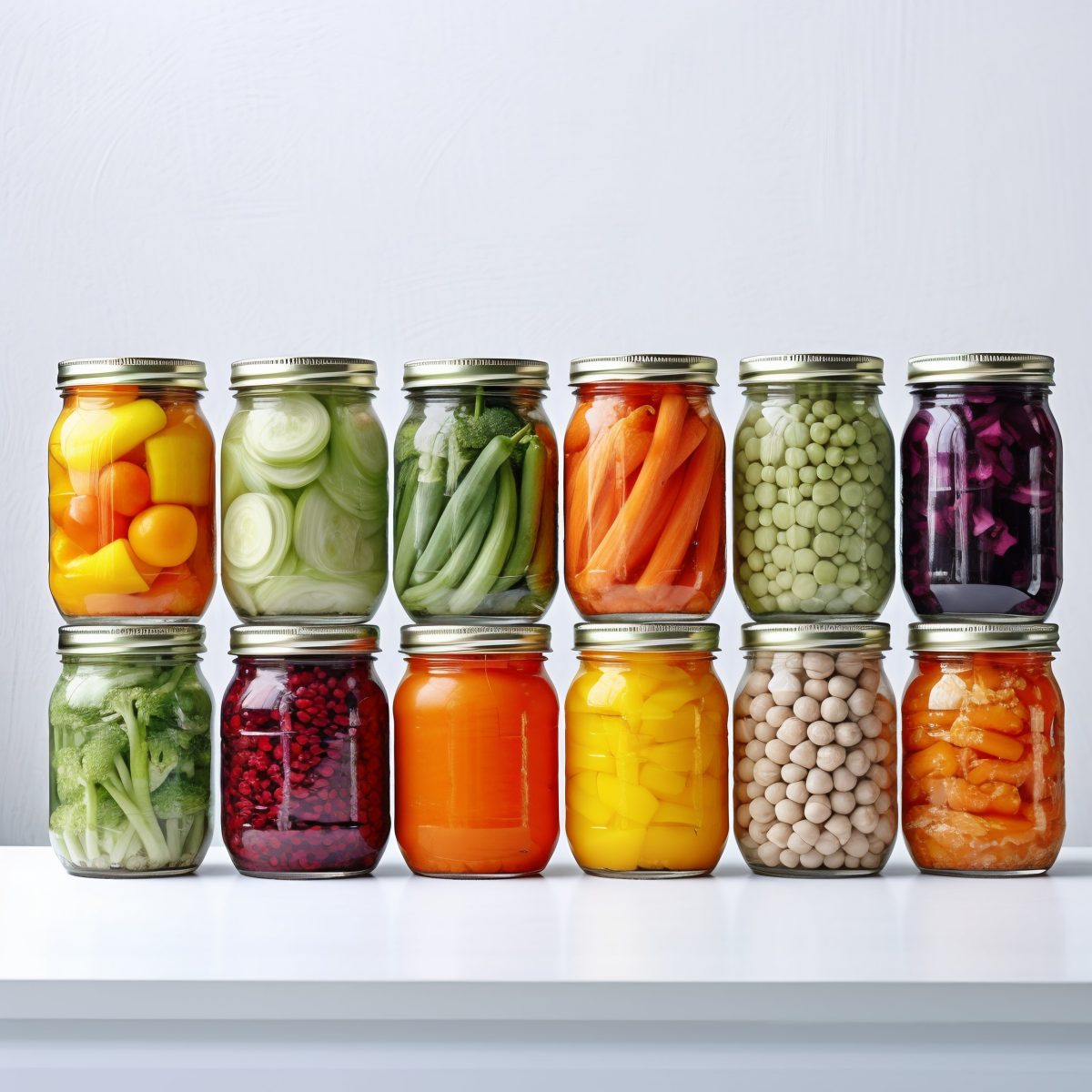Pickled vegetables on white background