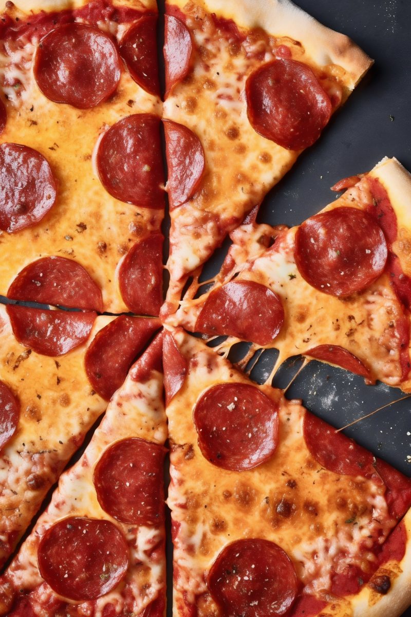 Pizza salami slices
