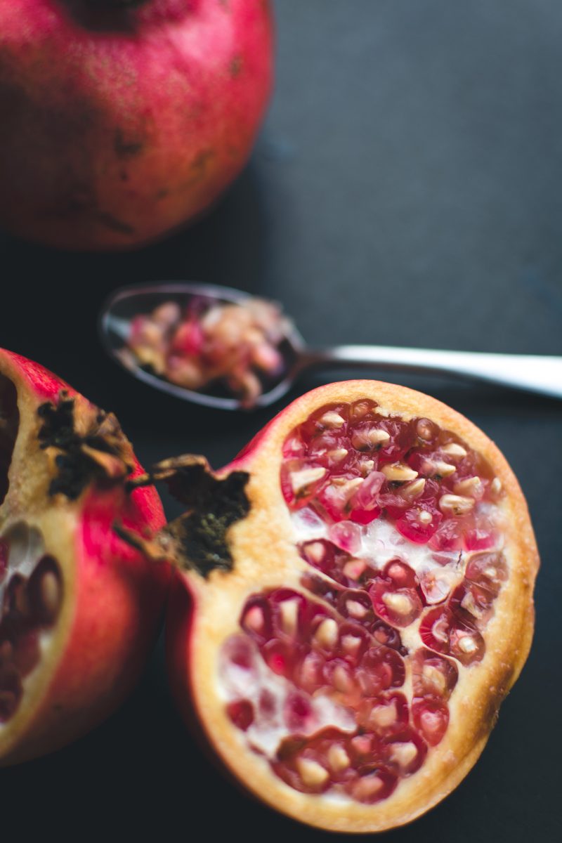 Pomegranate cut in half