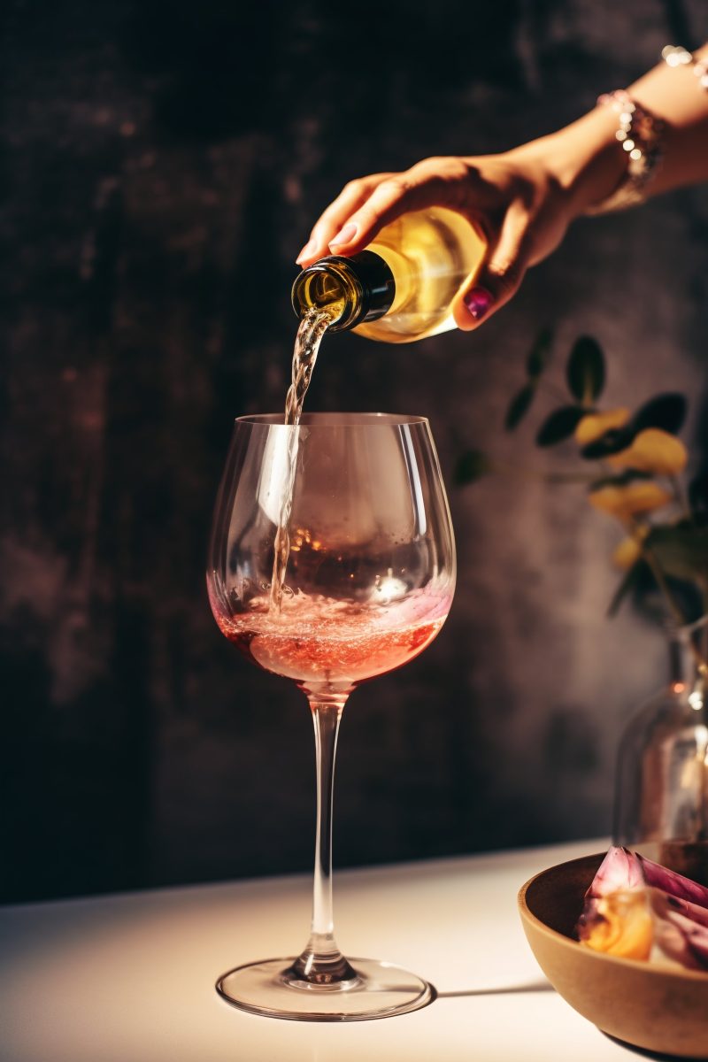 Pouring wine in a glass