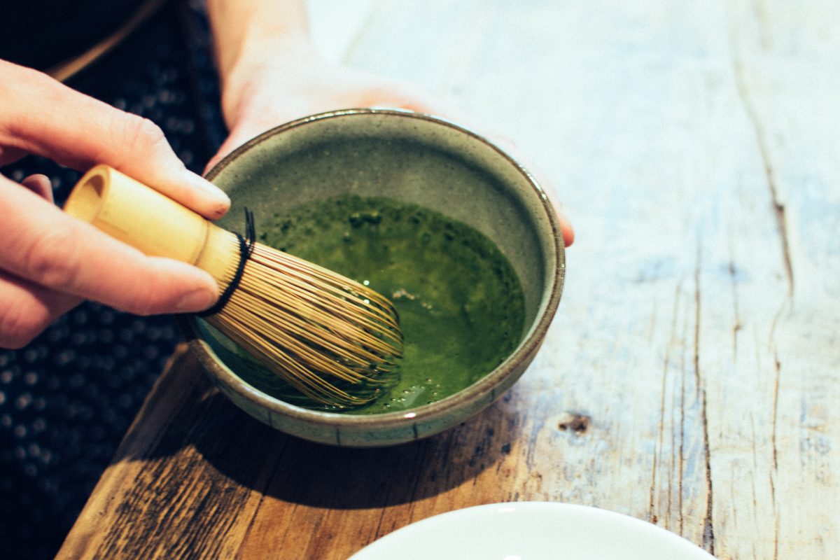 Preparing Japanese Matcha green tea