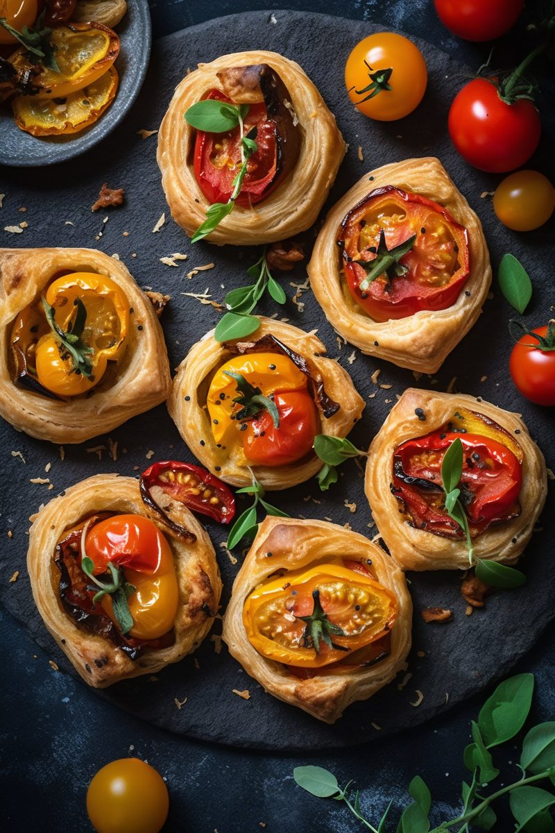 Puffed pastry with tomatoes