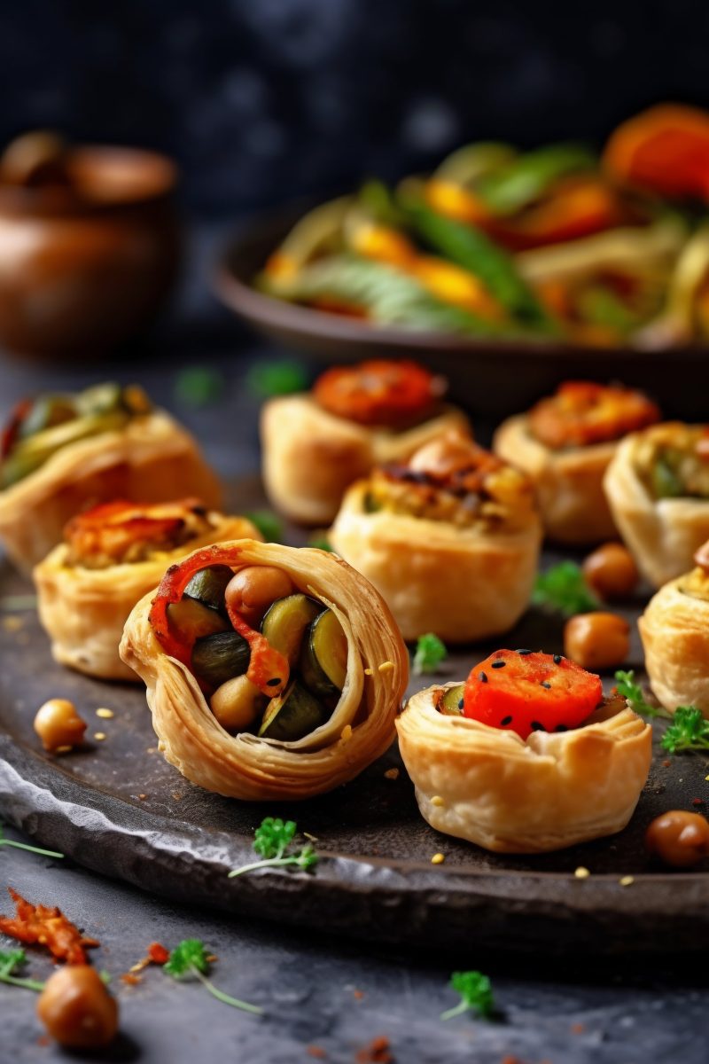 Puffed pastry with vegetables