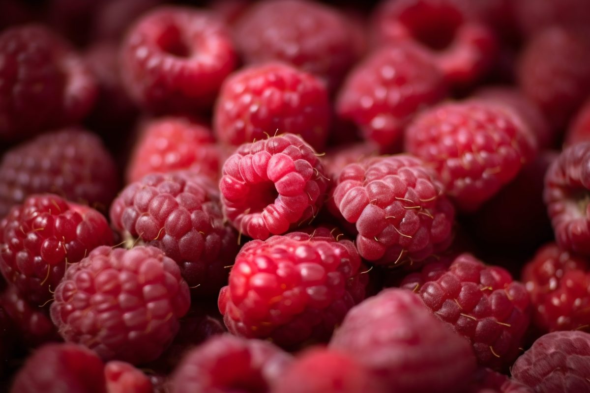 Raspberries detailed macro shot
