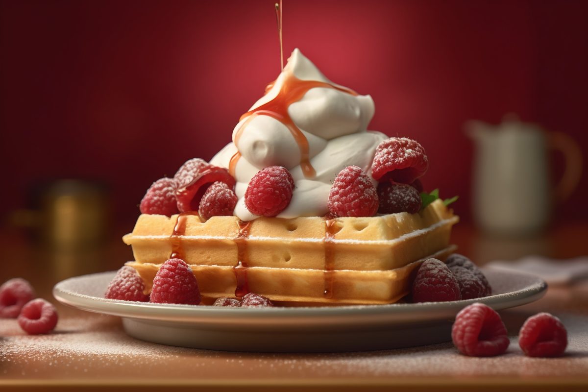 Raspberry cream waffle