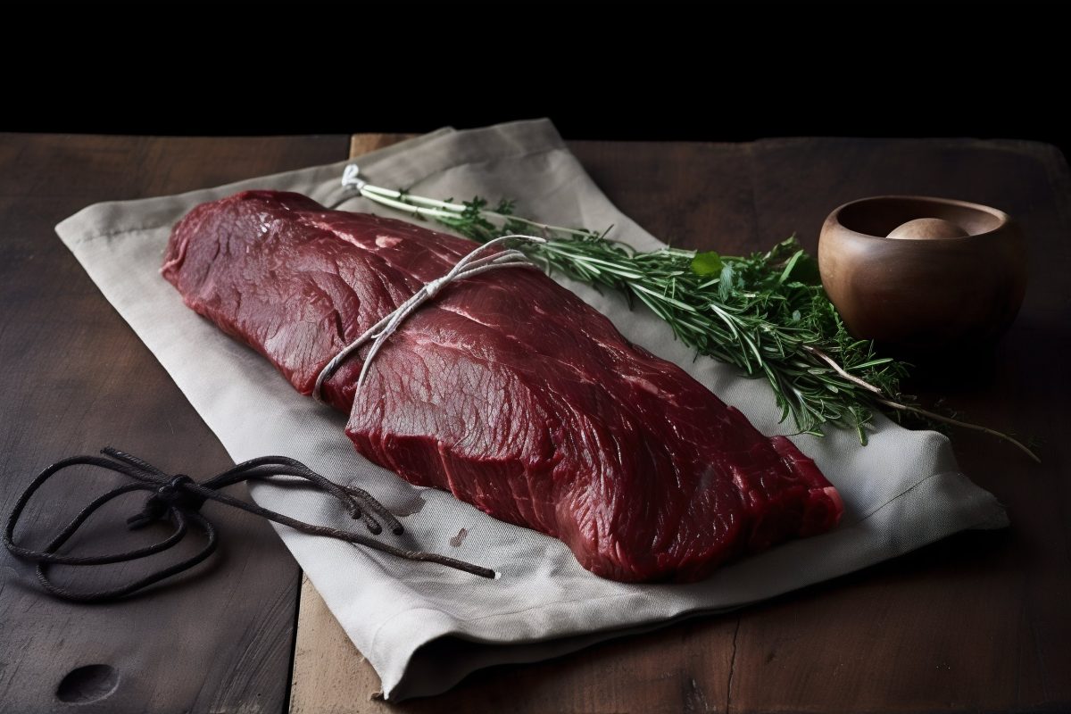 Raw hanger steak