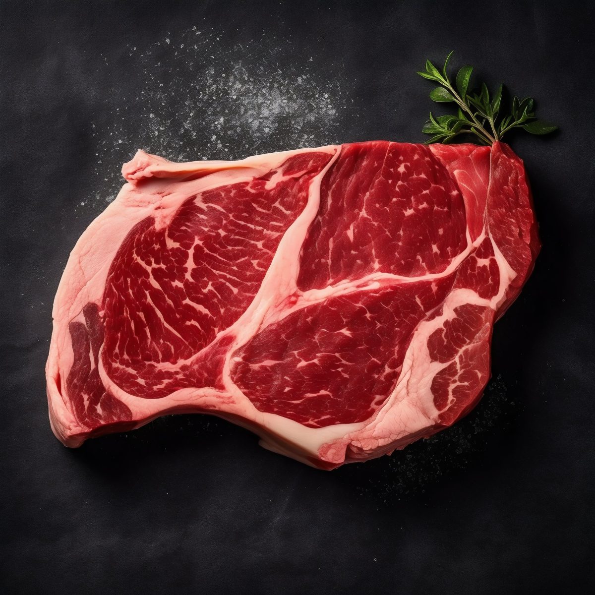 Raw rib-eye steak