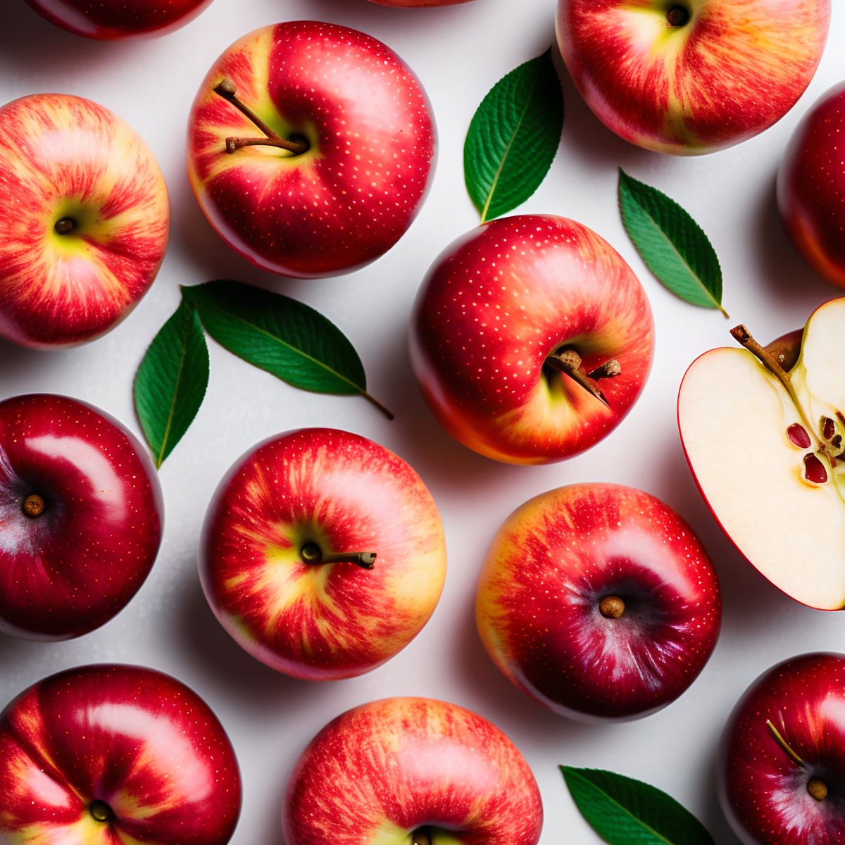 Red apples on a white background
