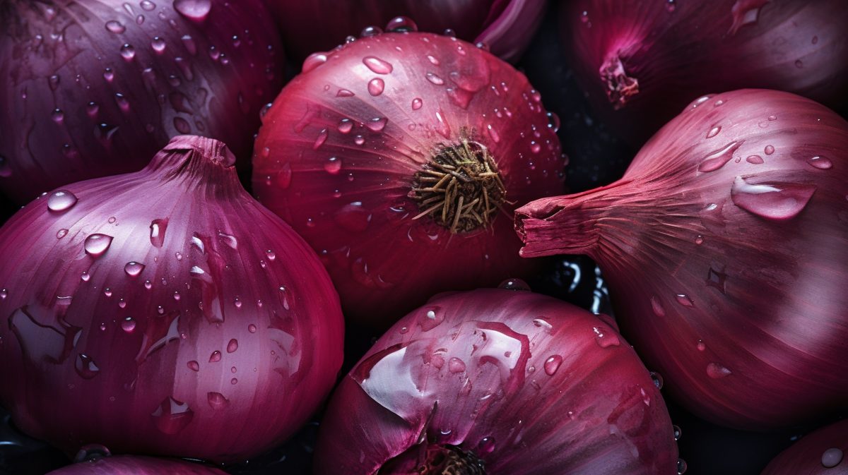 Red onions full frame