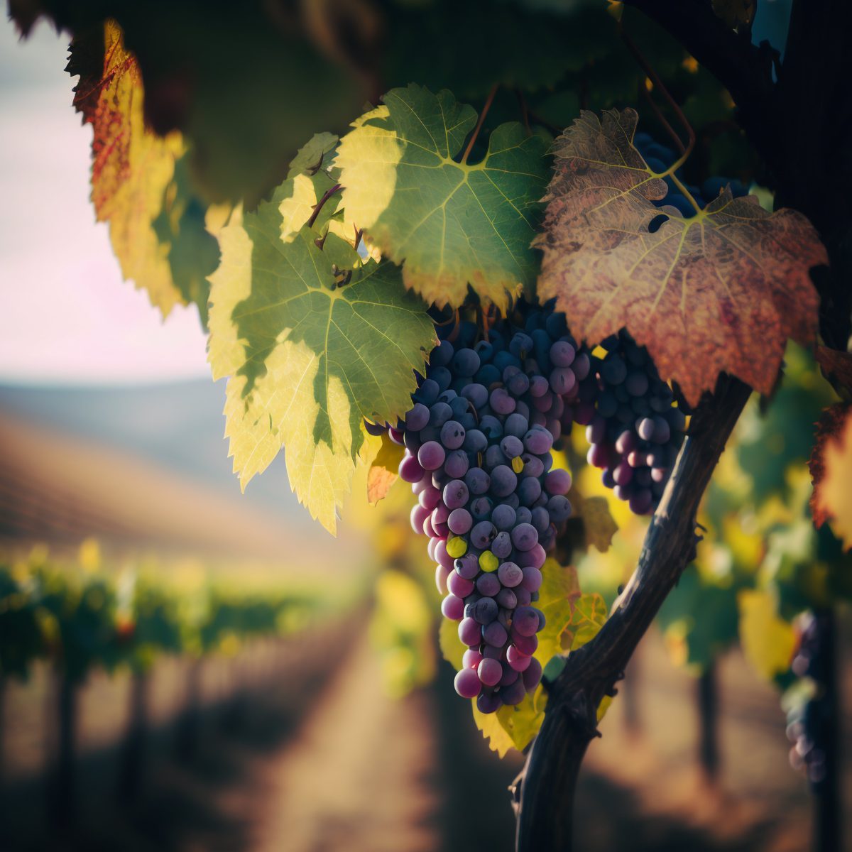 Red wine grapes on a vineyard