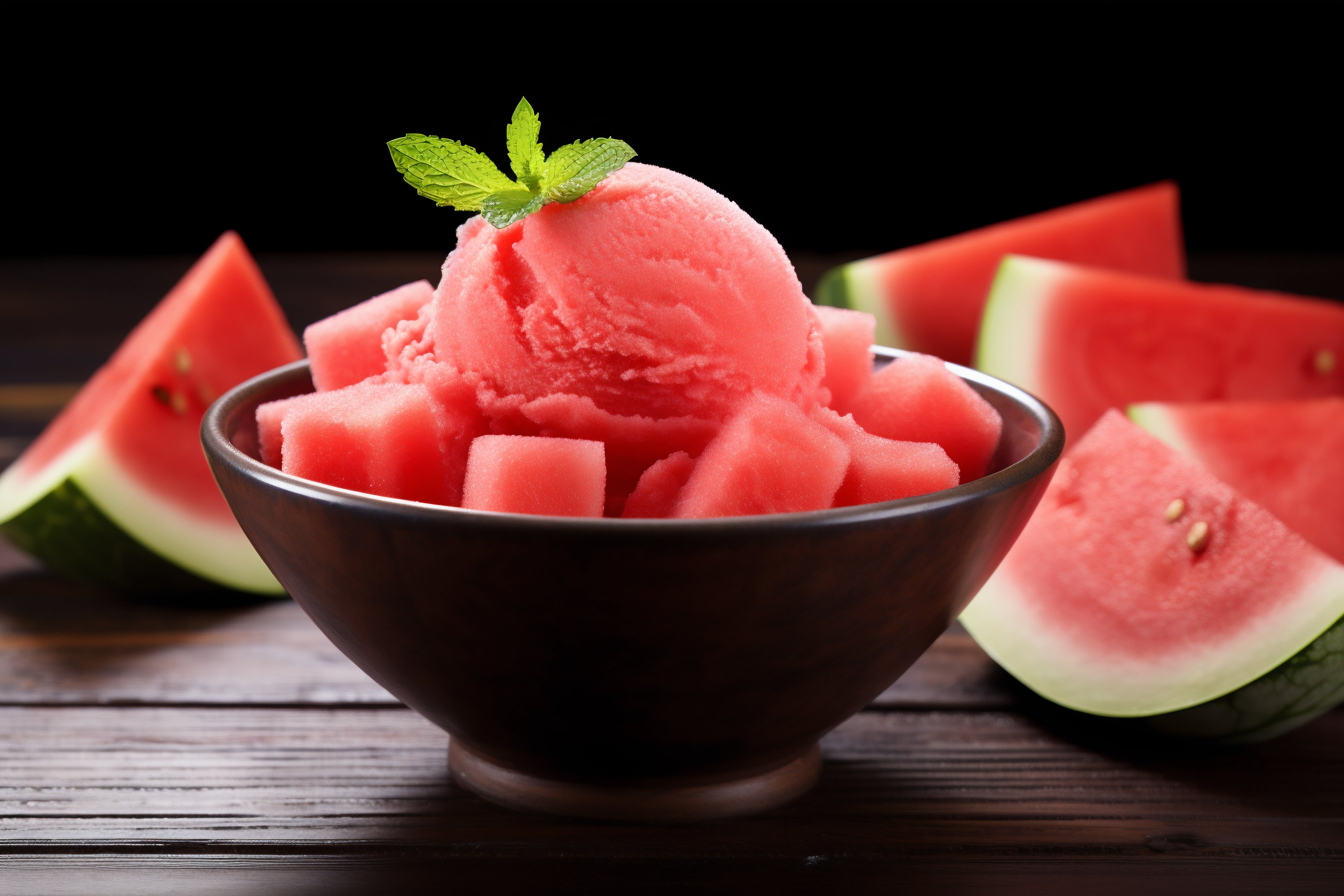 Refreshing Watermelon Sorbet in a Bowl