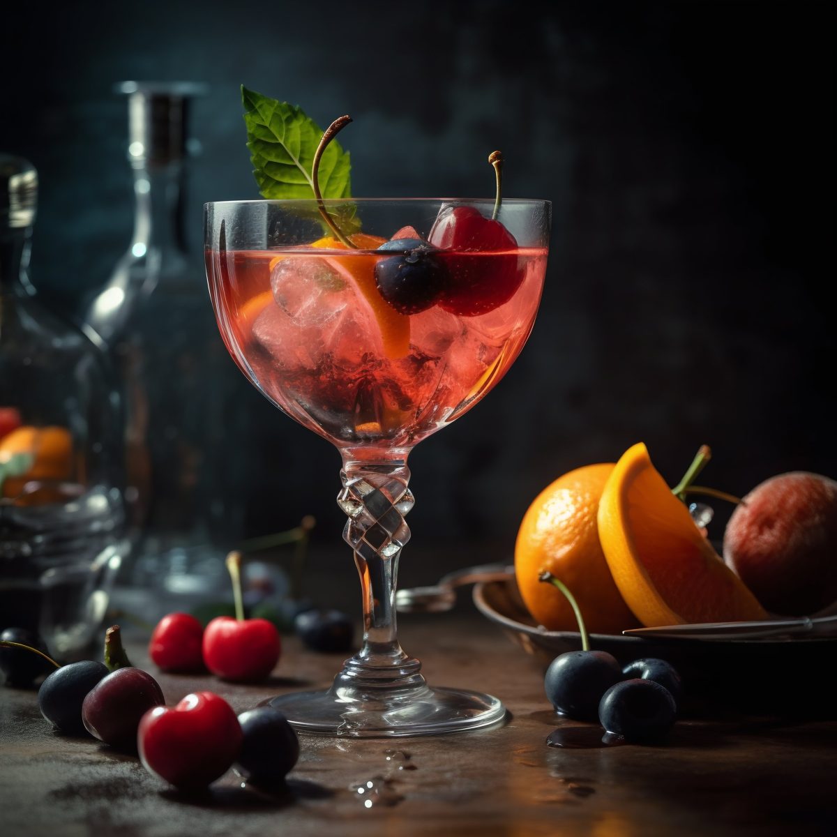 Rose cocktail in a fancy glass close up
