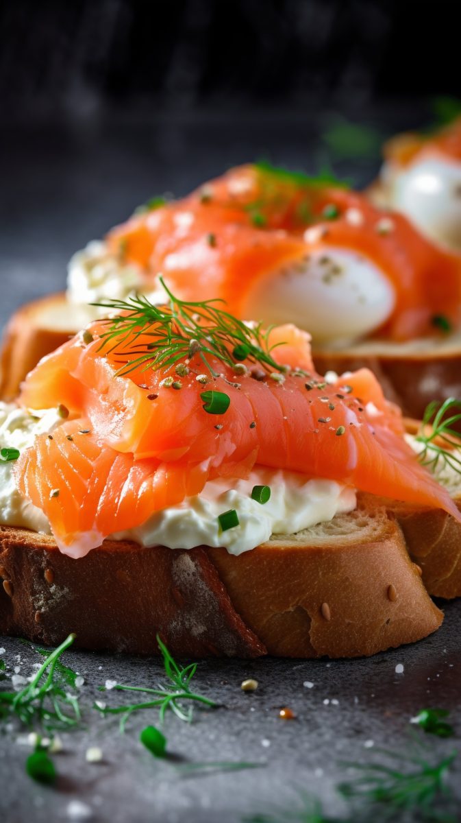 Salmon mayo dill open sandwich