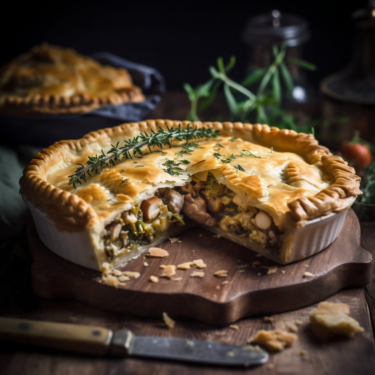 Savory pie with a crisp crust