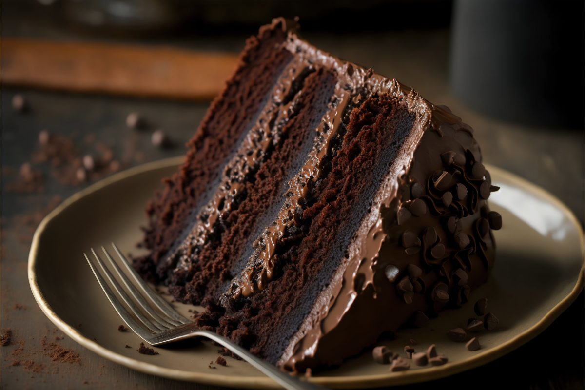 Slice of chocolate cake