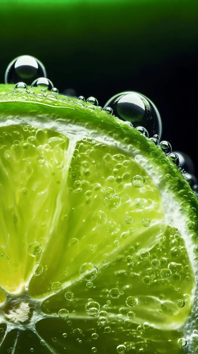 Slice of lime under water