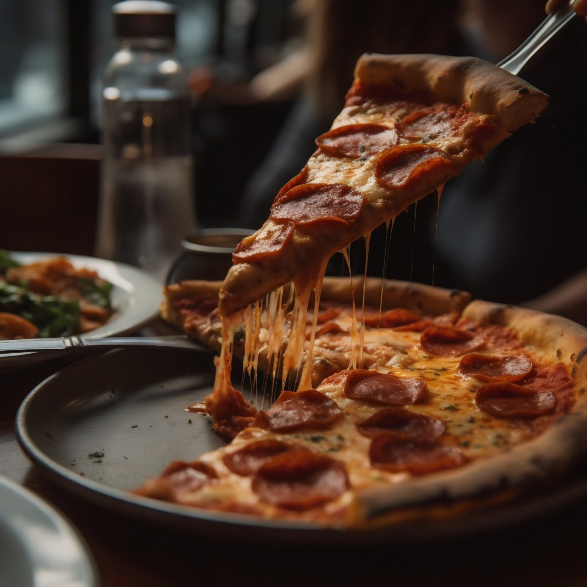 Slice of pizza salami