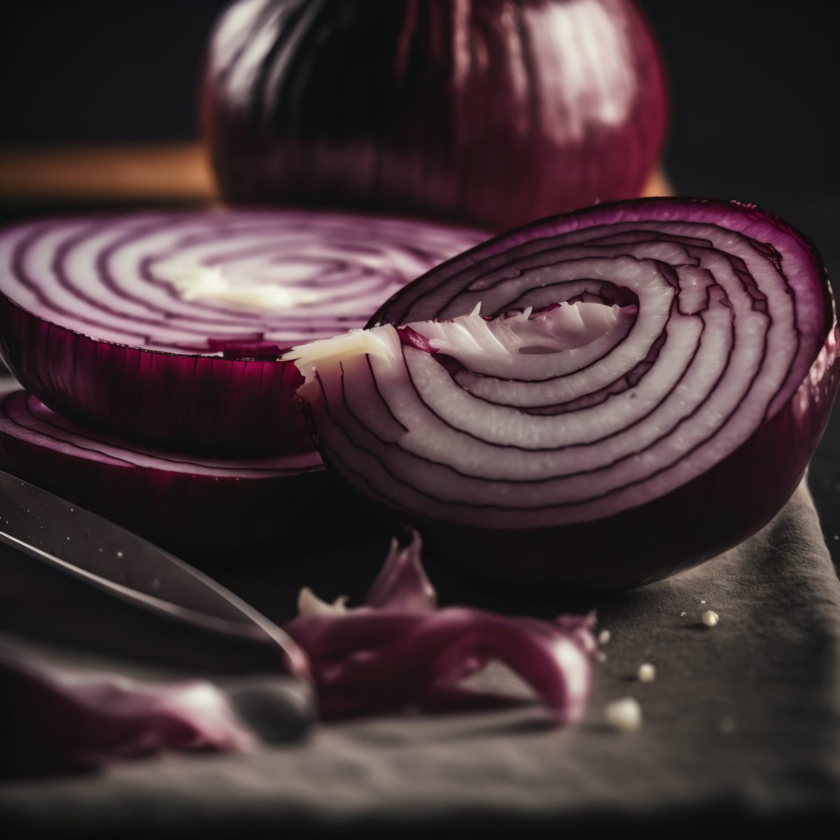 Sliced red onion detail