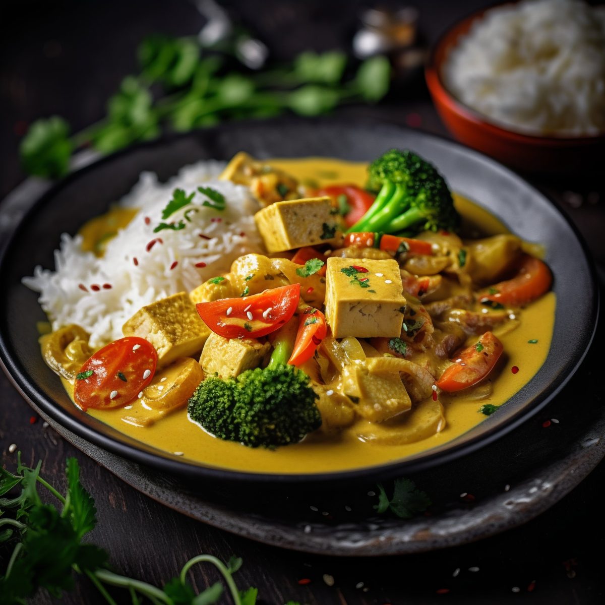 Soya curry with rice