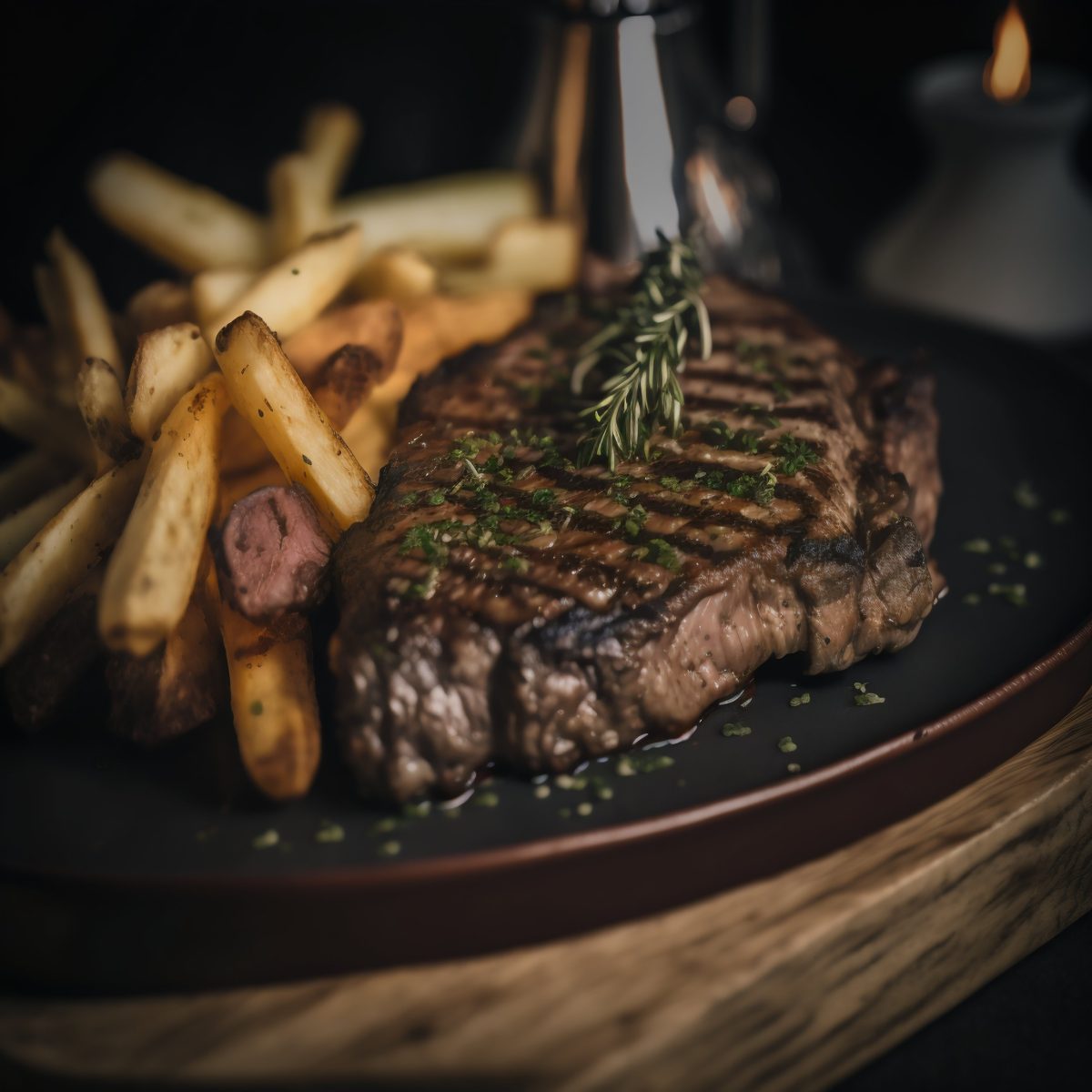 Steak with french fries on a plate