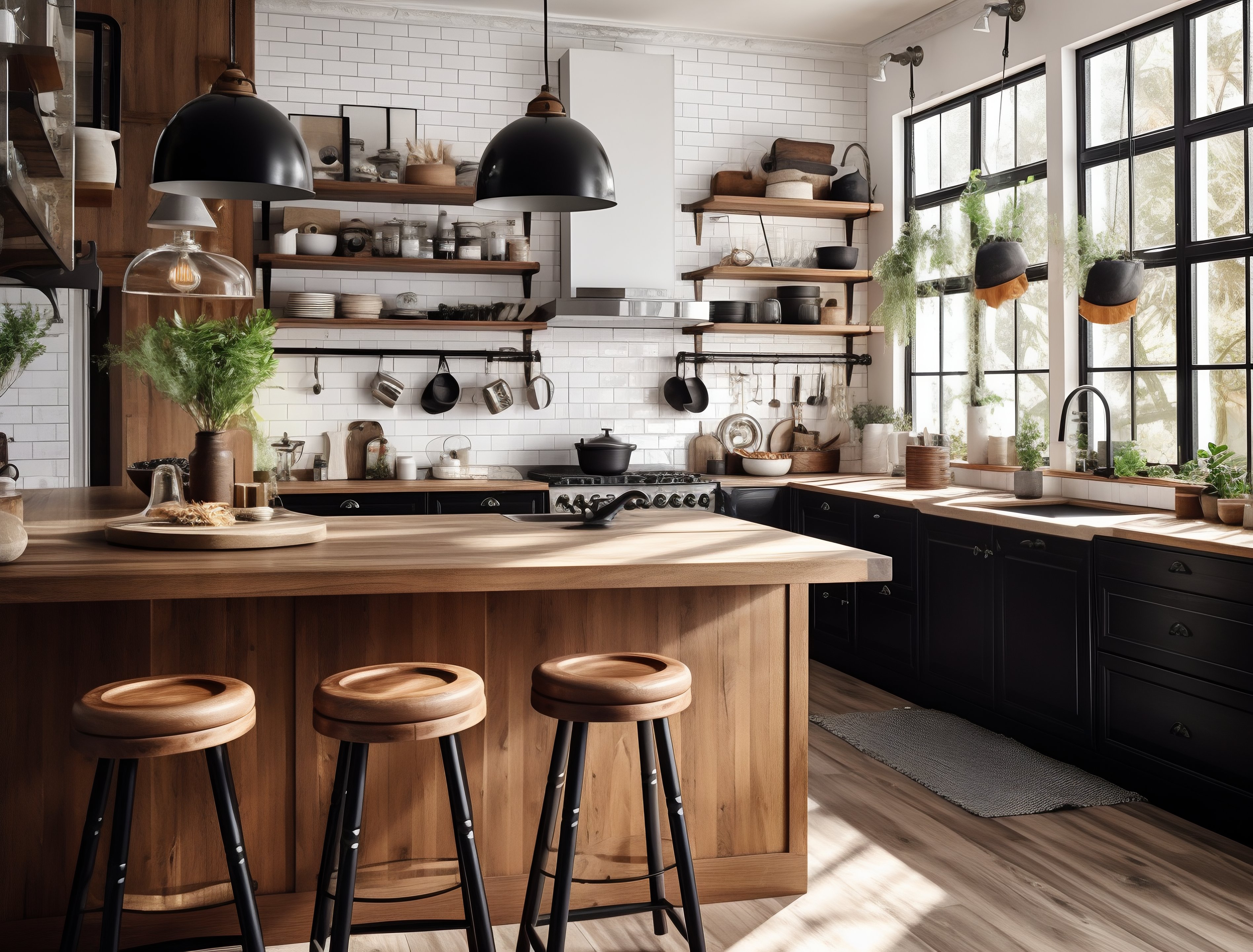 Stylish Modern Kitchen with Warm Textures