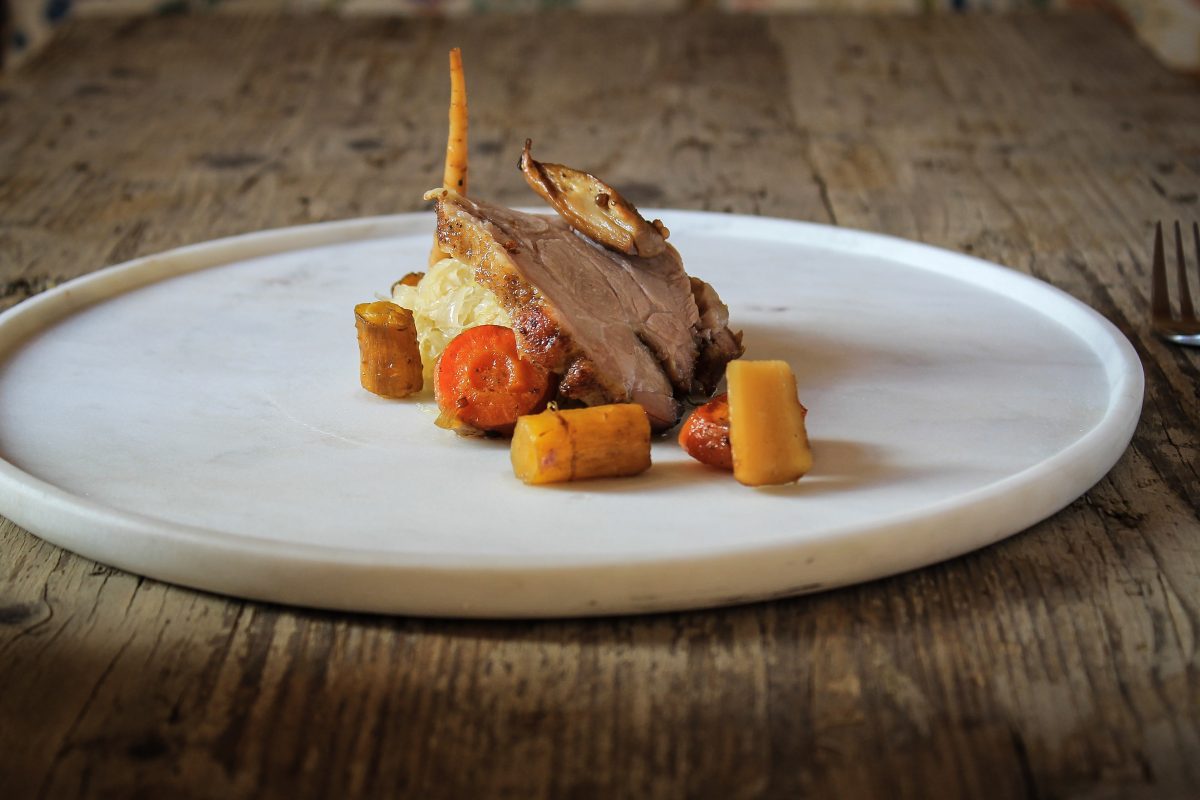 Roasted meat with vegetables