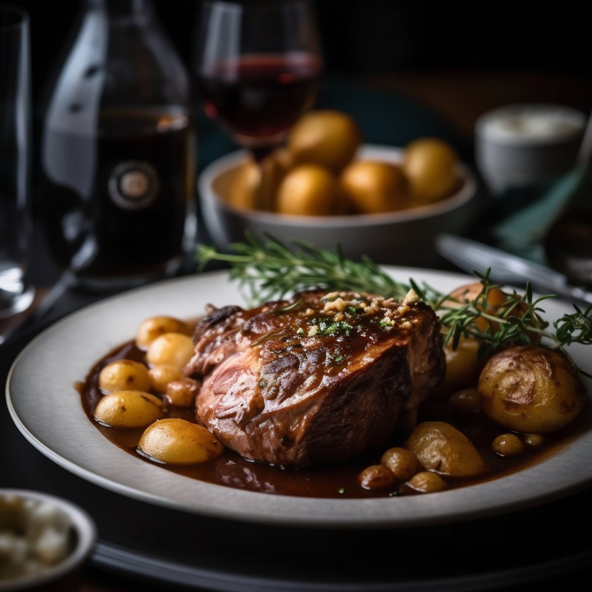 Tender juicy roasted beef with potatoes