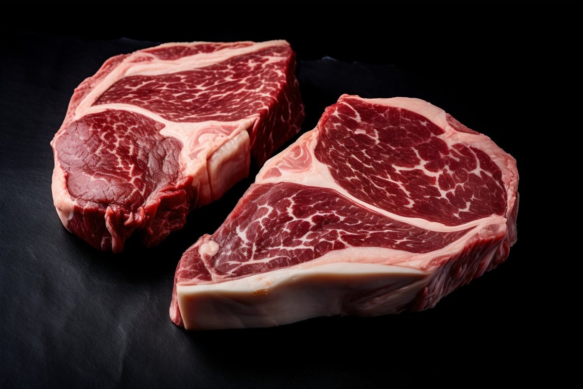 Two rib-eye steaks