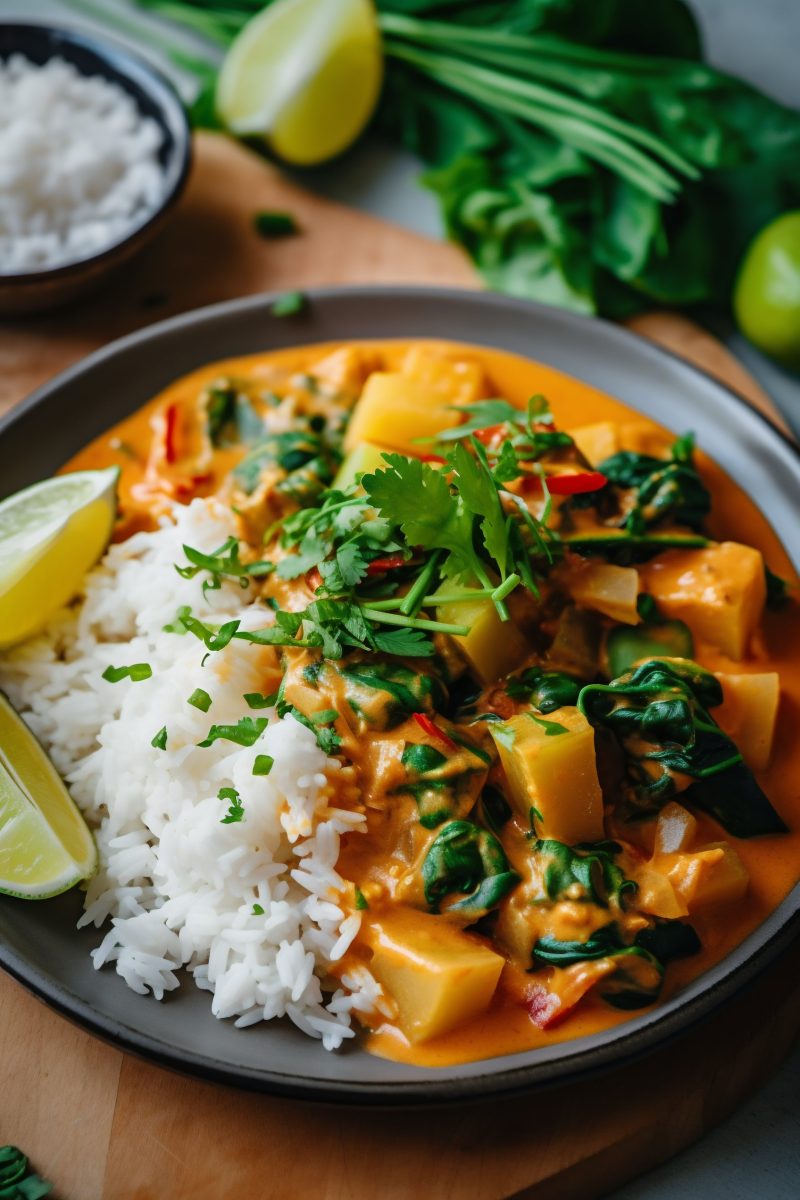 Vegan curry with fresh herbs