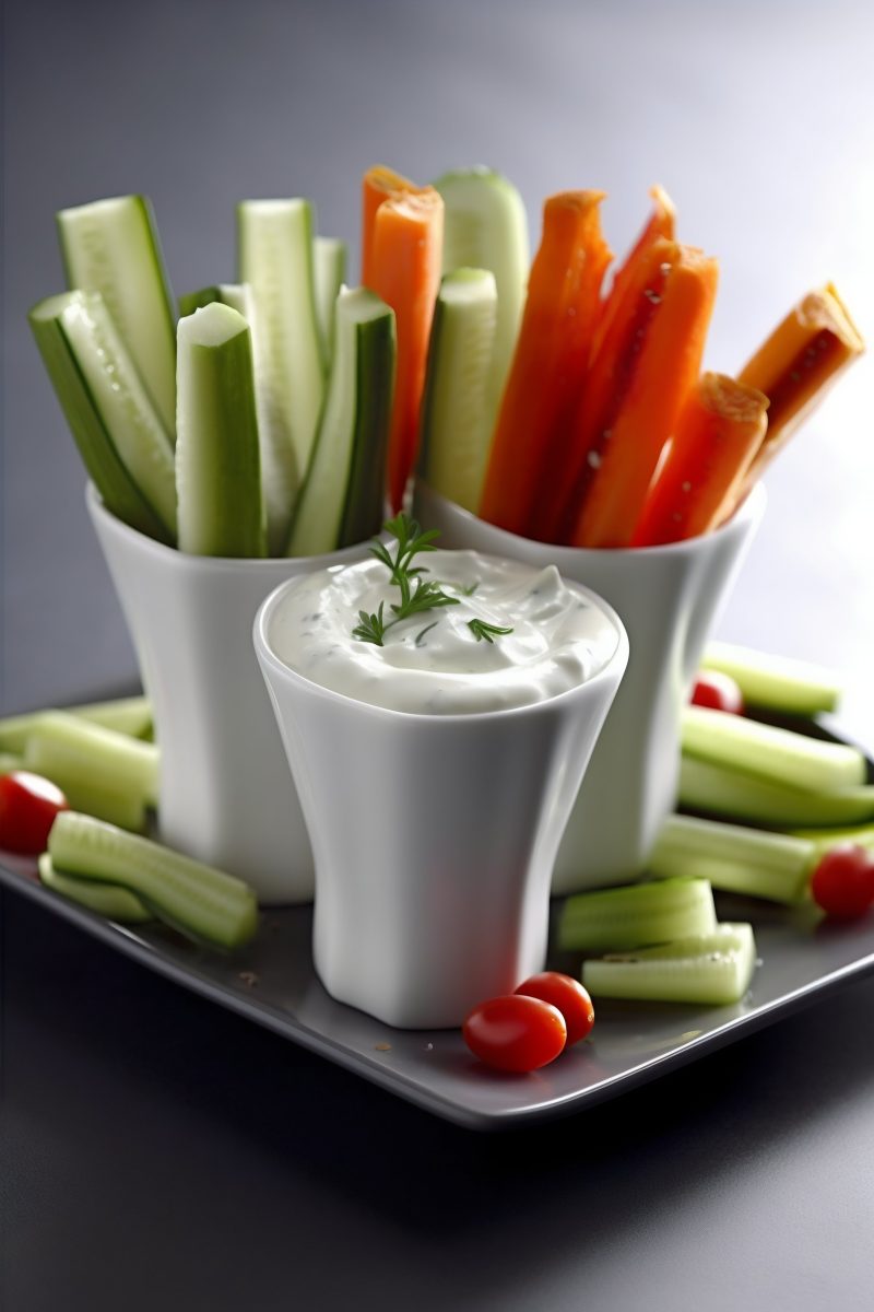 Vegetables stick with dip