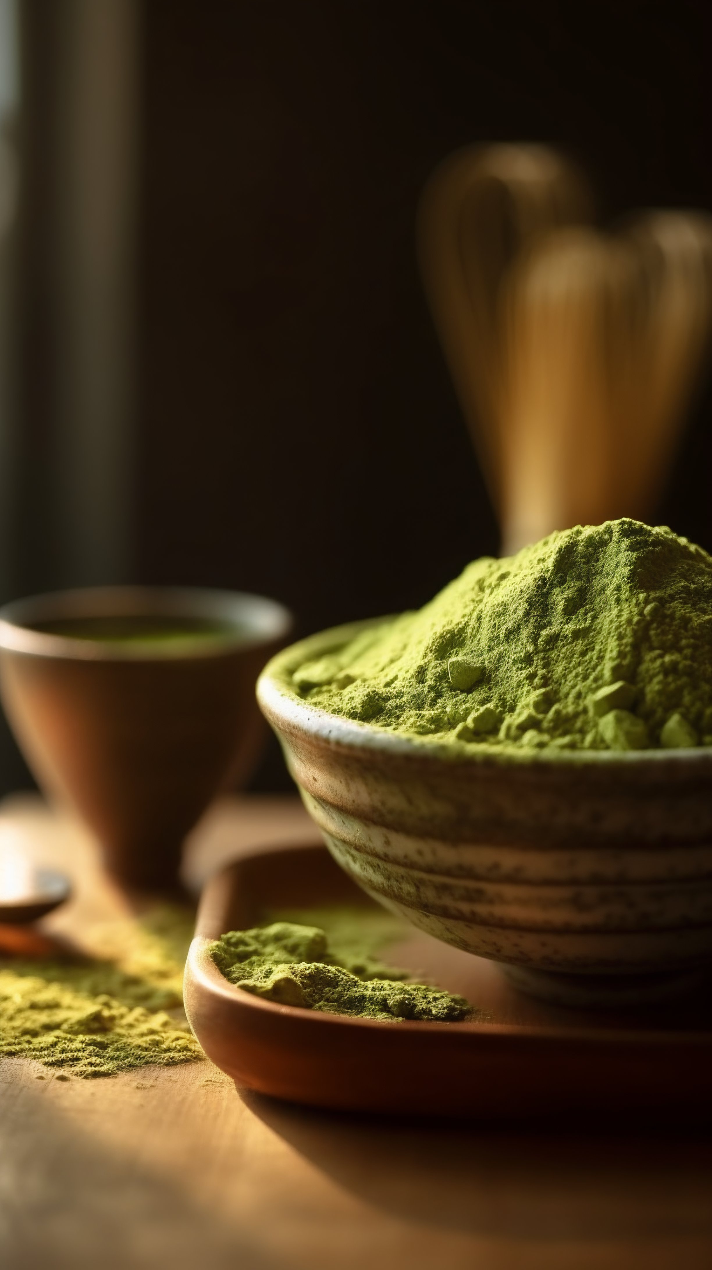 Vibrant Matcha Powder in Elegant Bowls