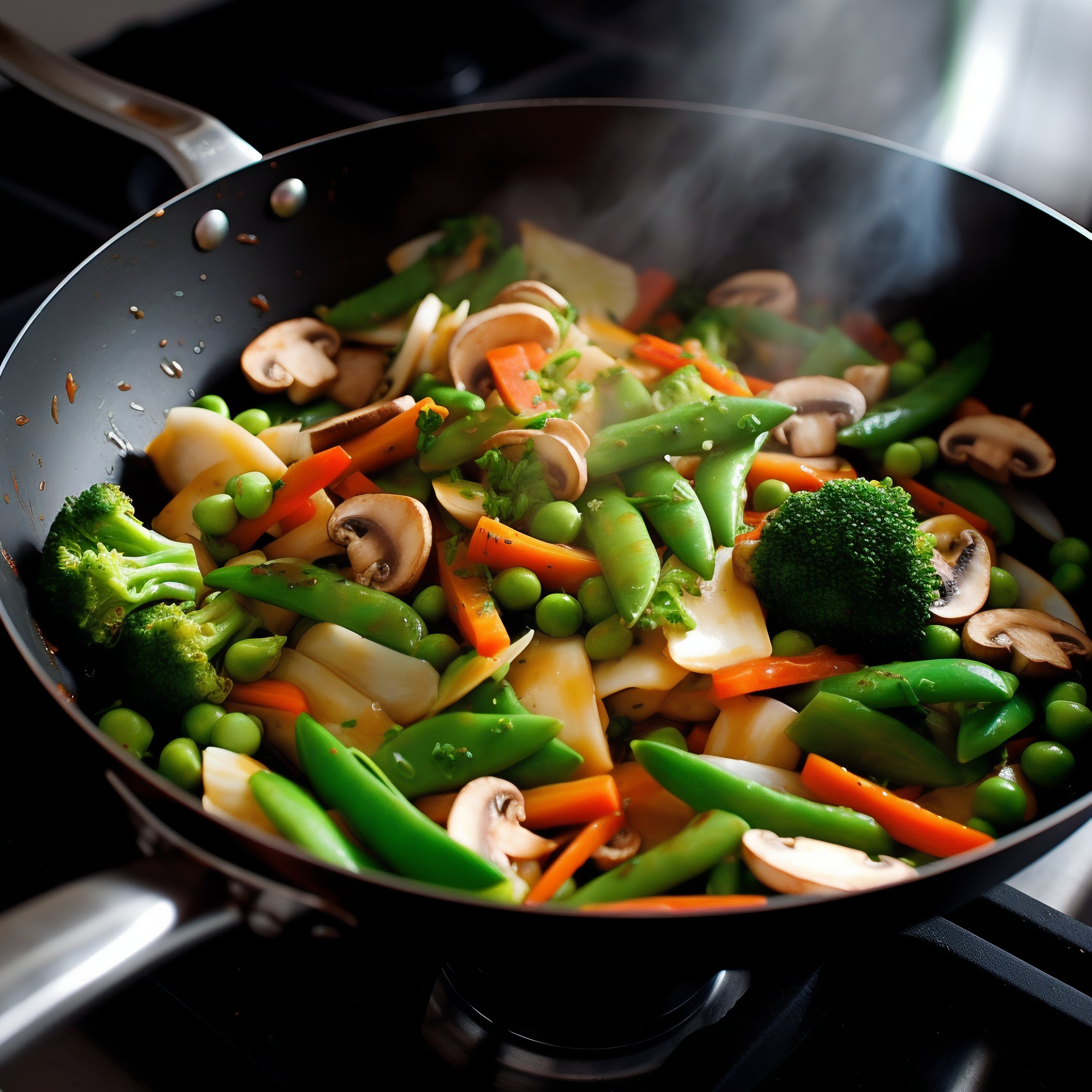 Vibrant Stir-Fried Vegetables in a Wok