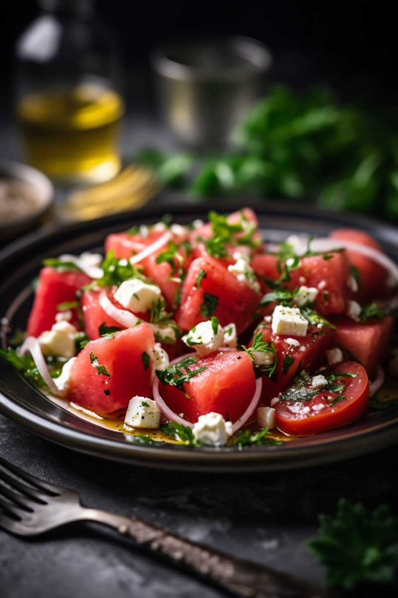 Watermelon cheese salad