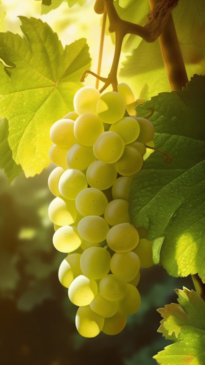 White wine grapes on a vineyard