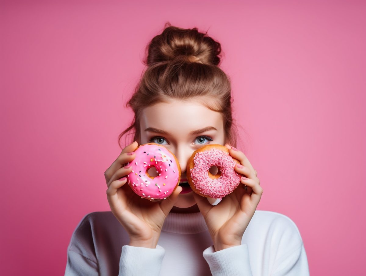 Young girl with donuts