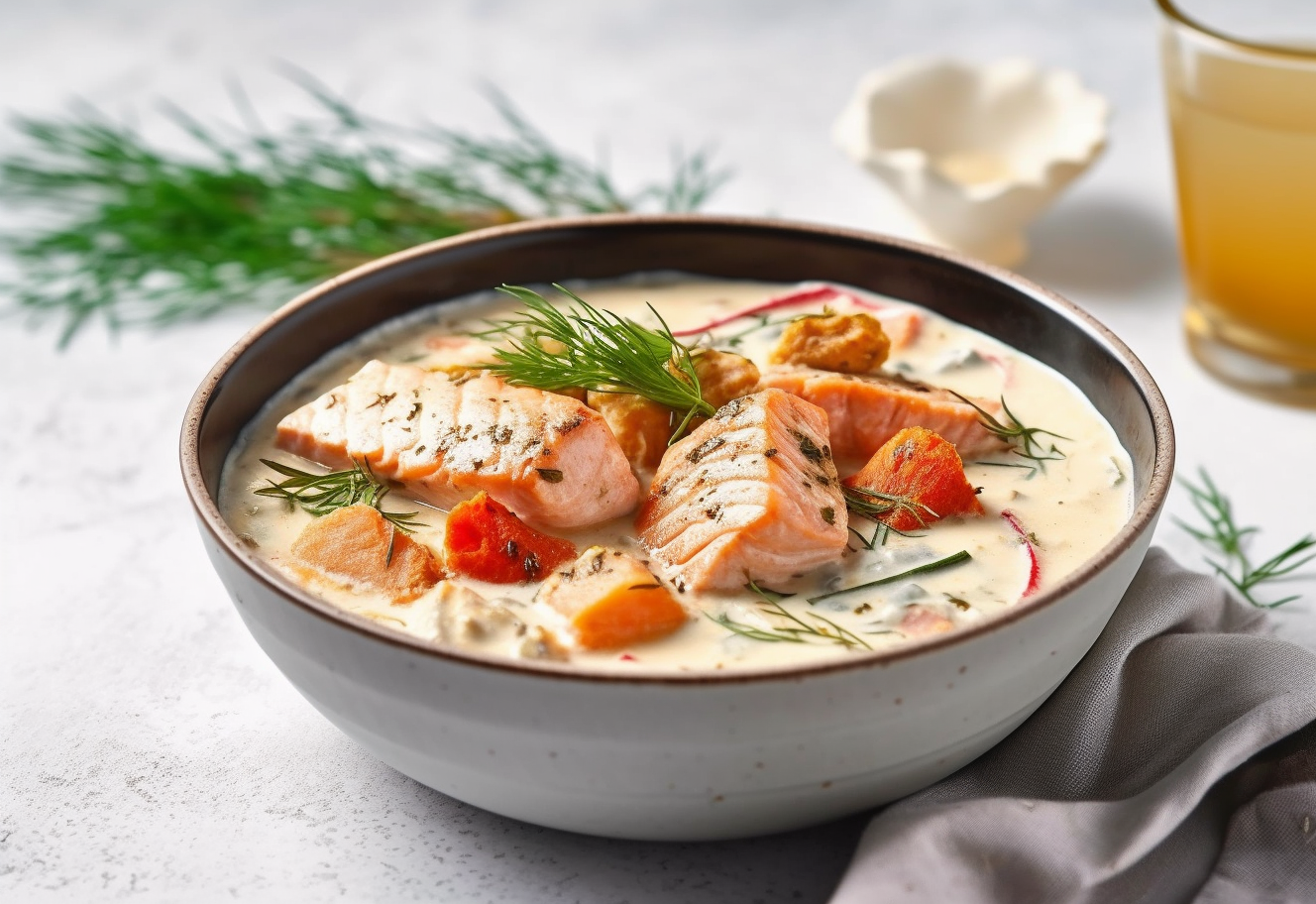 Creamy Salmon Soup with Fresh Herbs