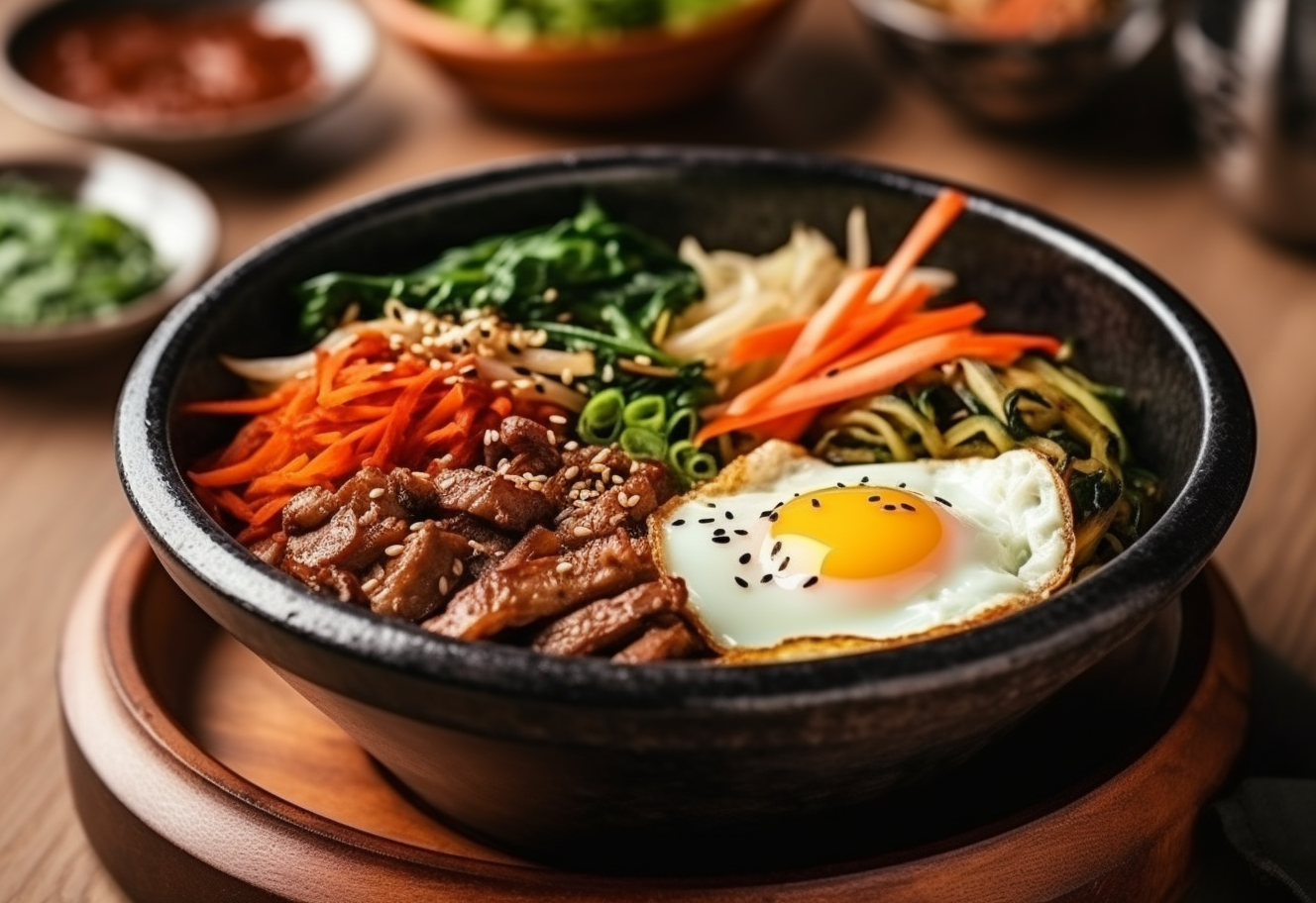 Delicious Bibimbap Bowl with Fresh Vegetables
