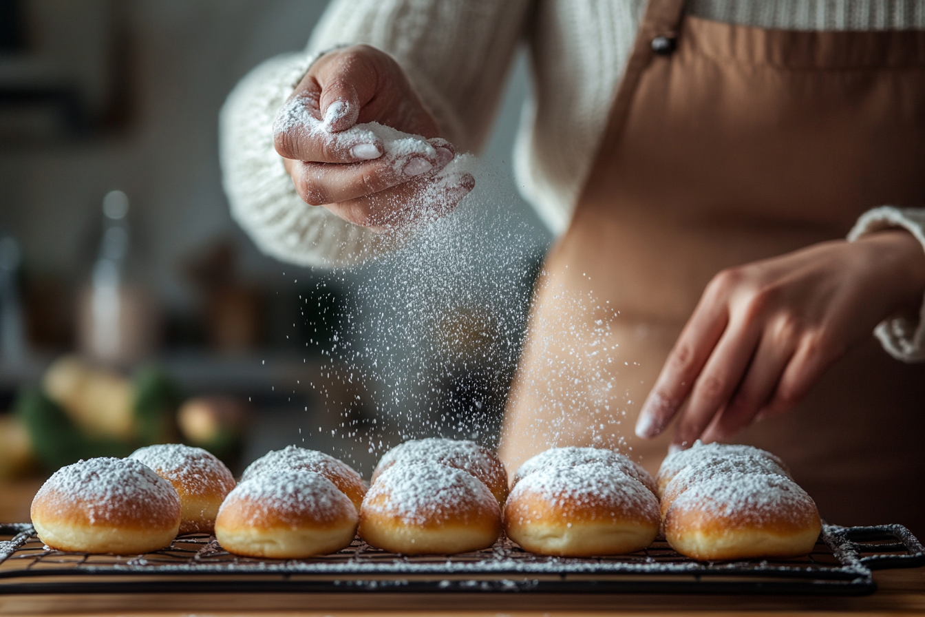 Delicious Sugar-Dusted Doughnuts Fresh from the Oven