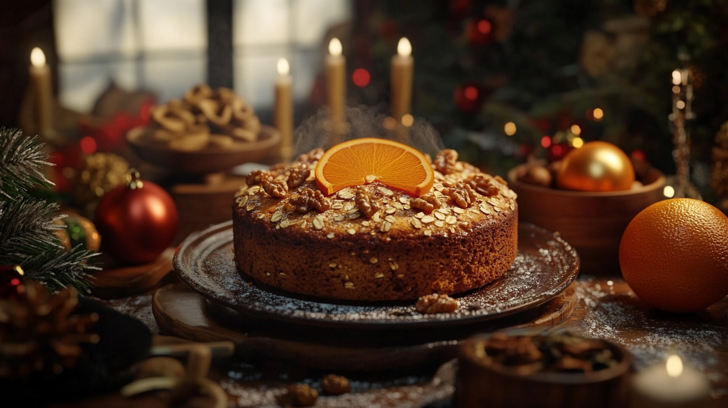 Festive Orange Cake with Nuts and Spices