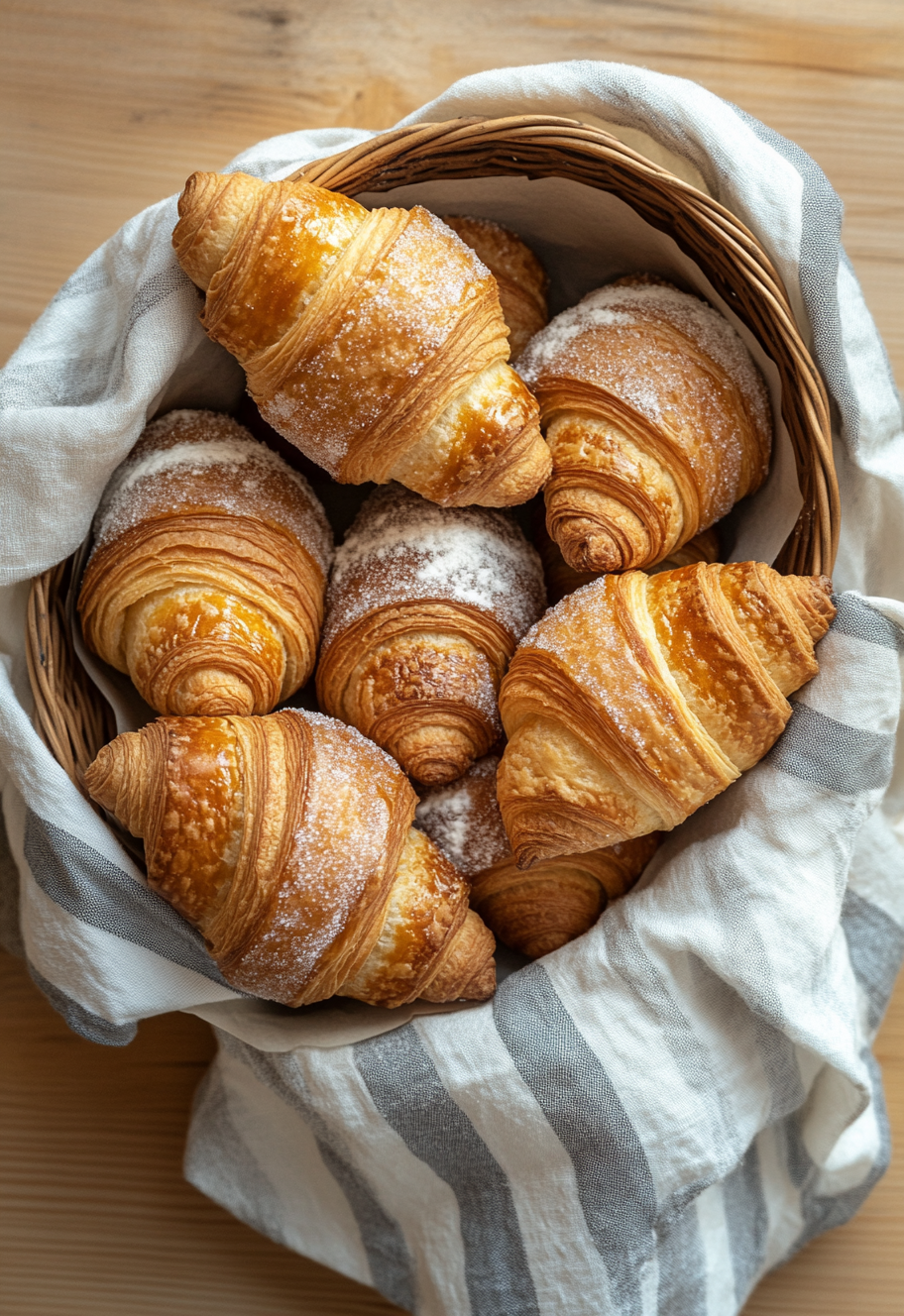 Flaky Croissants in a Charming Basket