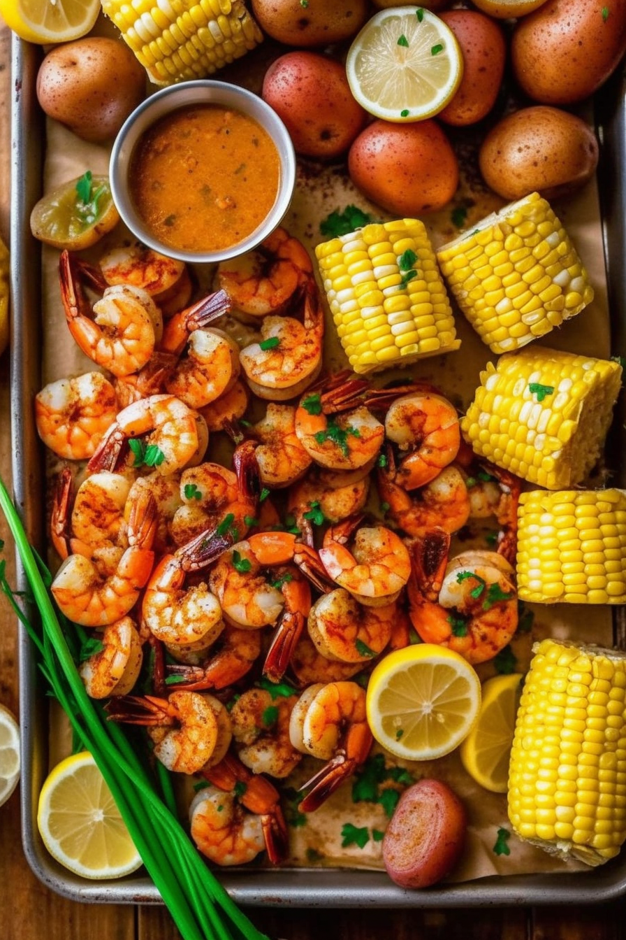 Flavorful Shrimp Feast with Lemon and Corn