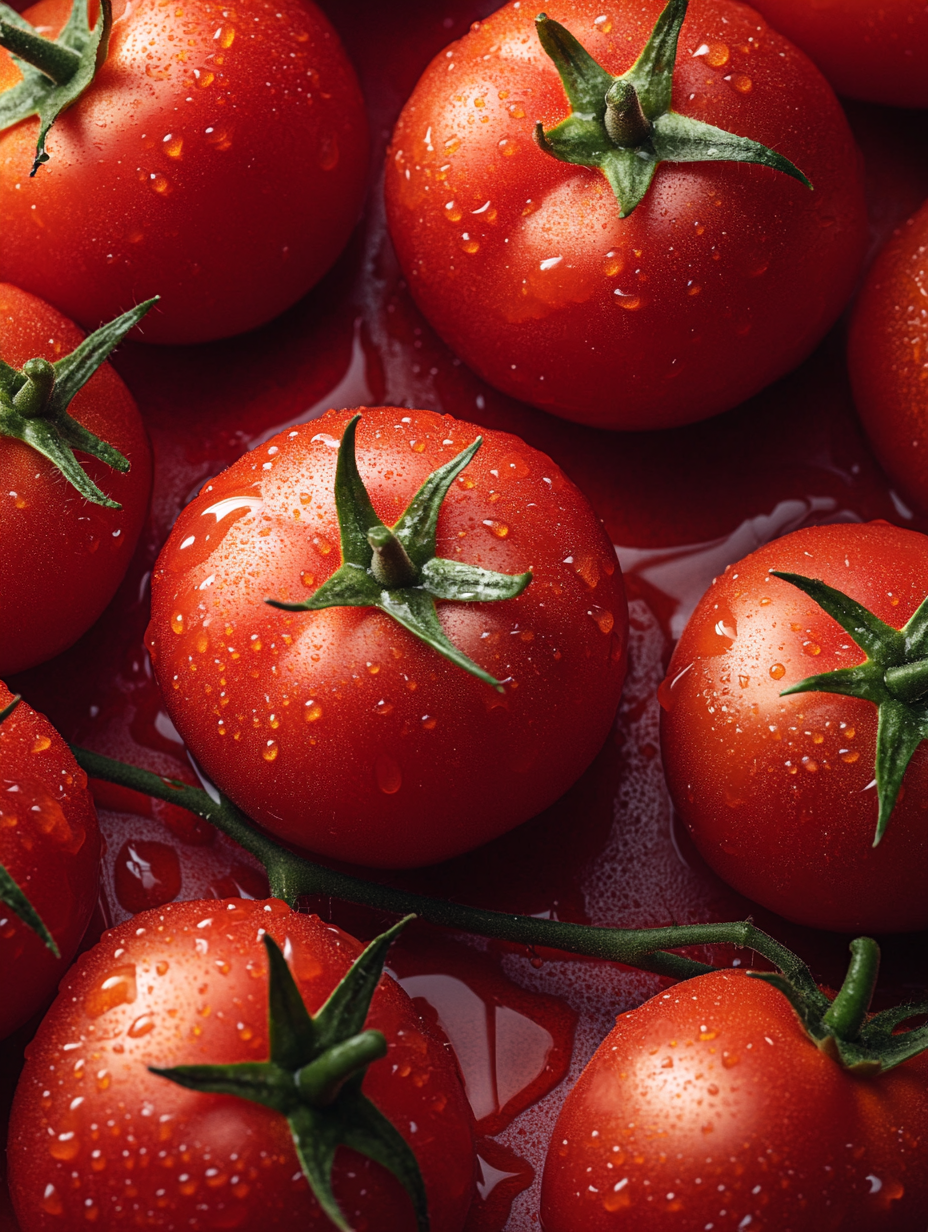 Fresh and Juicy Tomatoes with Water Droplets