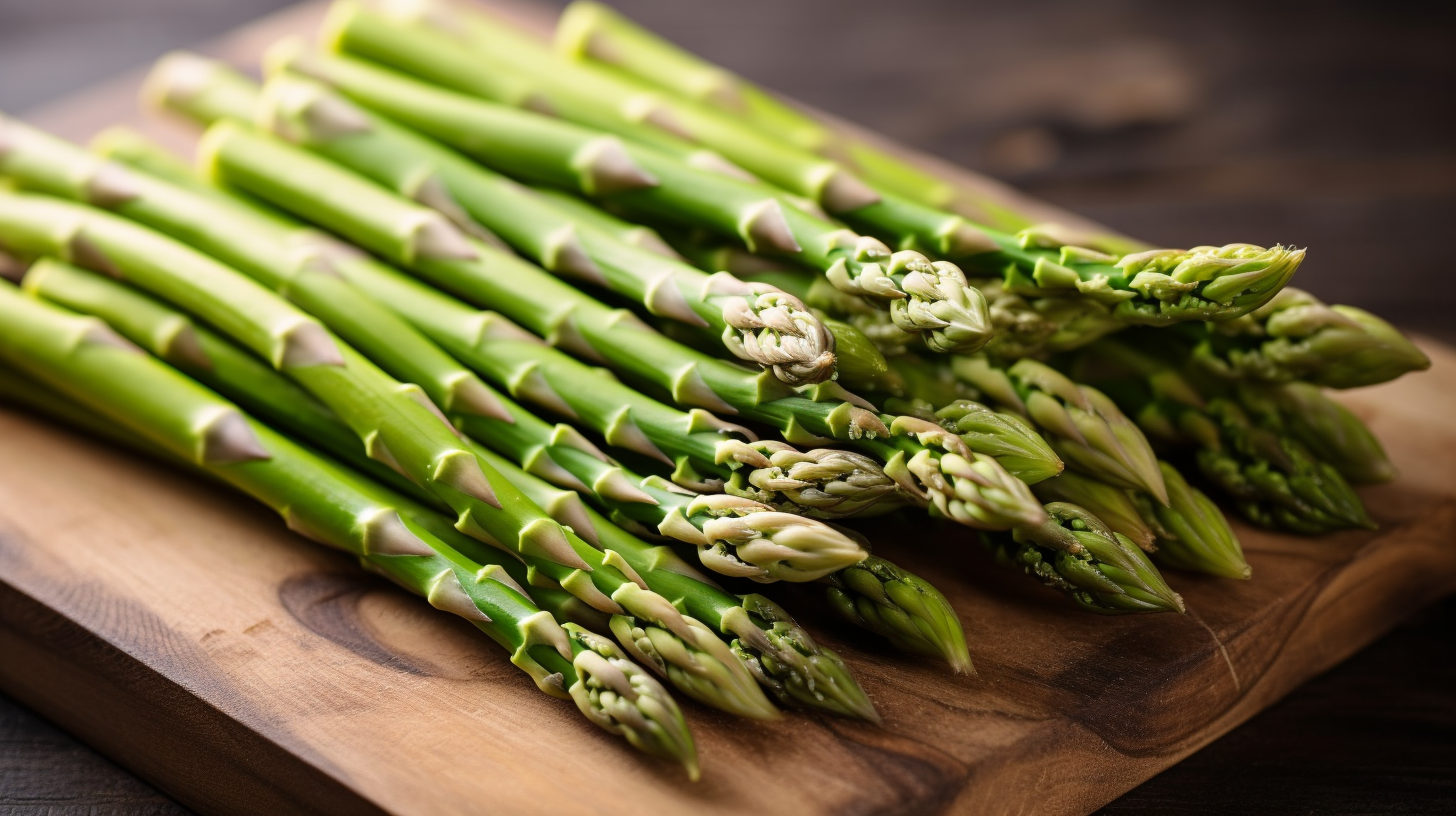 Fresh Asparagus on Rustic Cutting Board