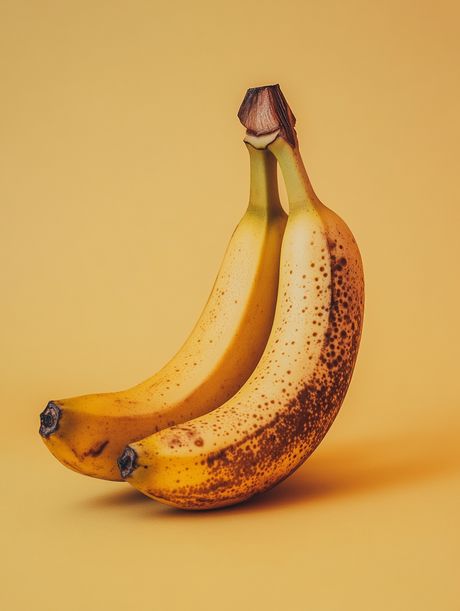 Fresh Bananas on Bright Yellow Background